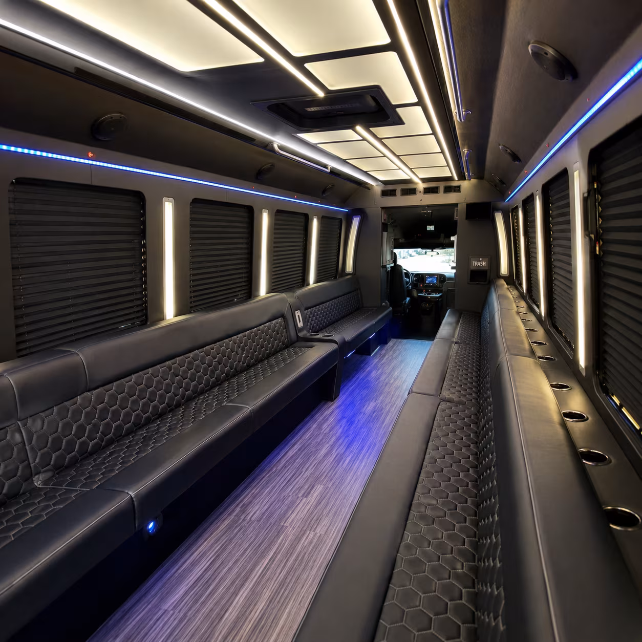 flower mound party bus rental interior